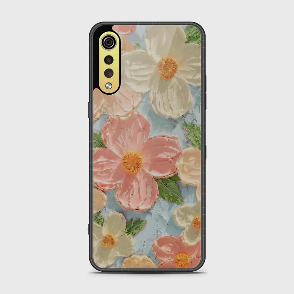 LG G9 Cover - Floral Series - Design 16 - Cyan & Pink - HQ Premium Shine Durable Shatterproof Case