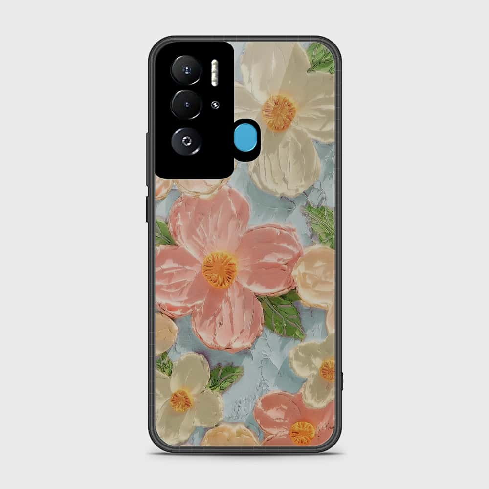 Tecno Pova Neo Cover - Floral Series - Design 16 - Cyan & Pink - HQ Premium Shine Durable Shatterproof Case