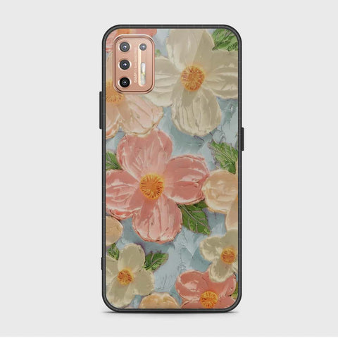 Motorola Moto G9 Plus Cover - Floral Series - Design 16 - Cyan & Pink - HQ Premium Shine Durable Shatterproof Case