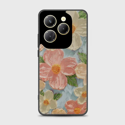 Infinix Hot 40 Pro Cover - Floral Series - Design 16 - Cyan & Pink - HQ Premium Shine Durable Shatterproof Case