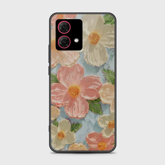 Motorola Moto G84 Cover - Floral Series - Design 16 - Cyan & Pink - HQ Premium Shine Durable Shatterproof Case