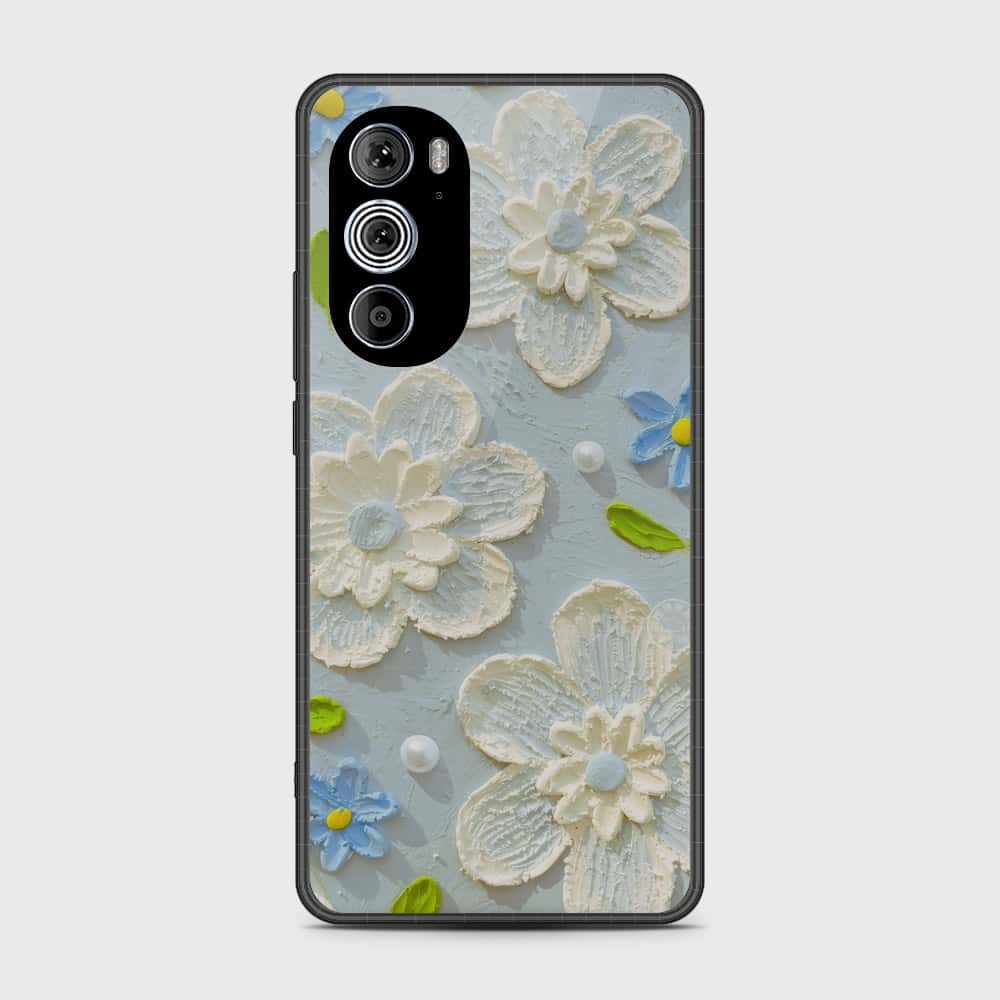 Motorola Edge 30 Pro Cover - Floral Series - Design 3 - Sky Blue - HQ Premium Shine Durable Shatterproof Case