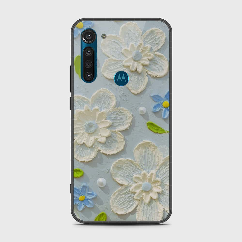 Motorola Moto G8 Power Cover - Floral Series - Design 3 - Sky Blue - HQ Premium Shine Durable Shatterproof Case