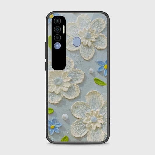 Tecno Spark 7 Pro Cover - Floral Series - Design 3 - Sky Blue - HQ Premium Shine Durable Shatterproof Case