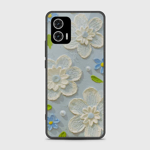 Motorola Moto G73 Cover - Floral Series - Design 3 - Sky Blue - HQ Premium Shine Durable Shatterproof Case