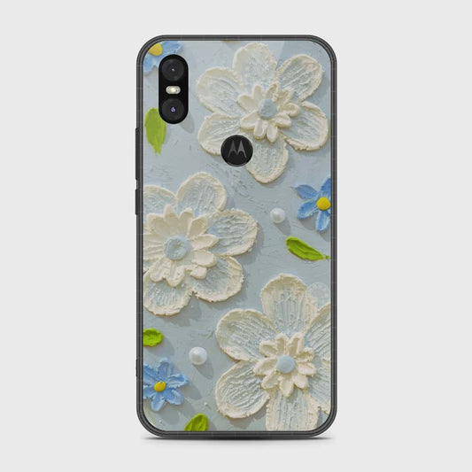 Motorola One Cover - Floral Series - Design 3 - Sky Blue - HQ Premium Shine Durable Shatterproof Case