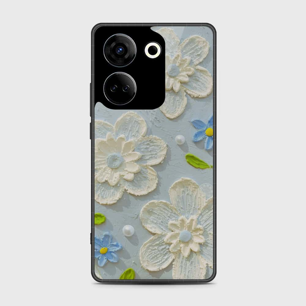 Tecno Camon 20 Pro Cover - Floral Series - Design 3 - Sky Blue - HQ Premium Shine Durable Shatterproof Case