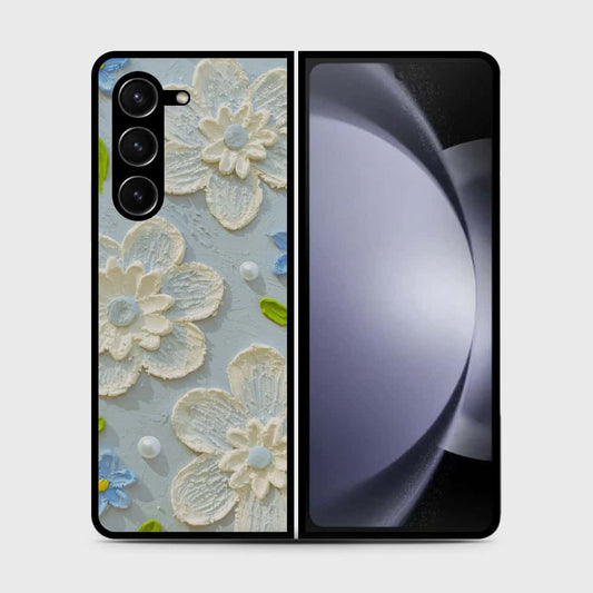 Samsung Galaxy Z Fold 5 5G Cover - Floral Series - Design 3 - Sky Blue - HQ Premium Shine Durable Shatterproof Case