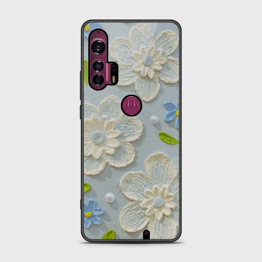 Motorola Edge Plus 2020 Cover - Floral Series - Design 3 - Sky Blue - HQ Premium Shine Durable Shatterproof Case