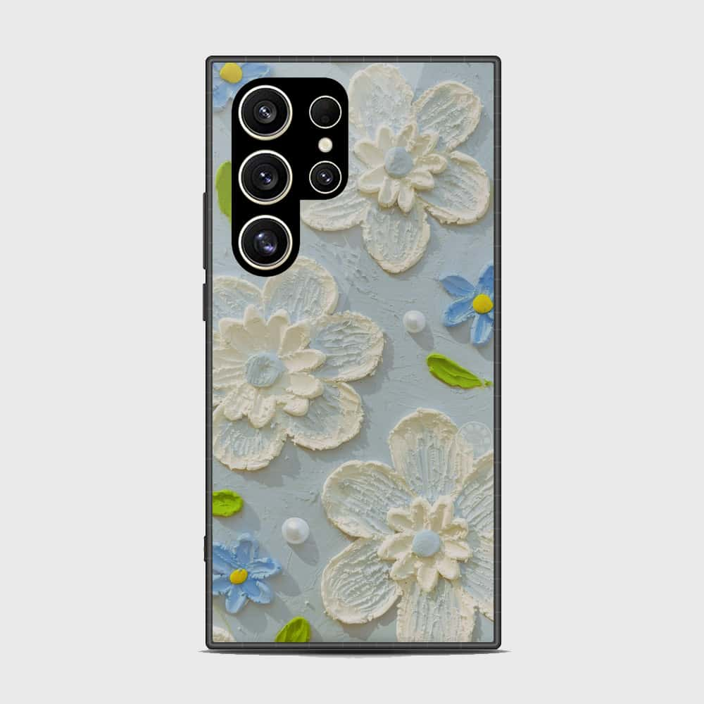 Samsung Galaxy S24 Ultra Cover - Floral Series - Design 3 - Sky Blue - HQ Premium Shine Durable Shatterproof Case