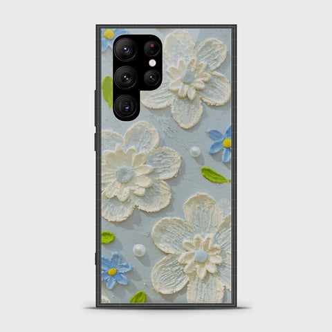 Samsung Galaxy S23 Ultra 5G Cover - Floral Series - Design 3 - Sky Blue - HQ Premium Shine Durable Shatterproof Case