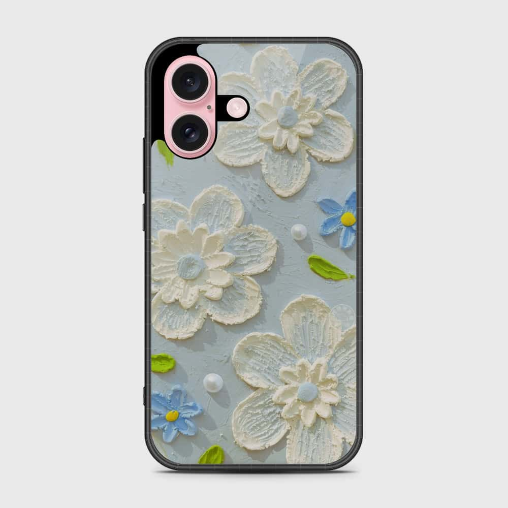 iPhone 16 Cover - Floral Series - Design 3 - Sky Blue - HQ Premium Shine Durable Shatterproof Case