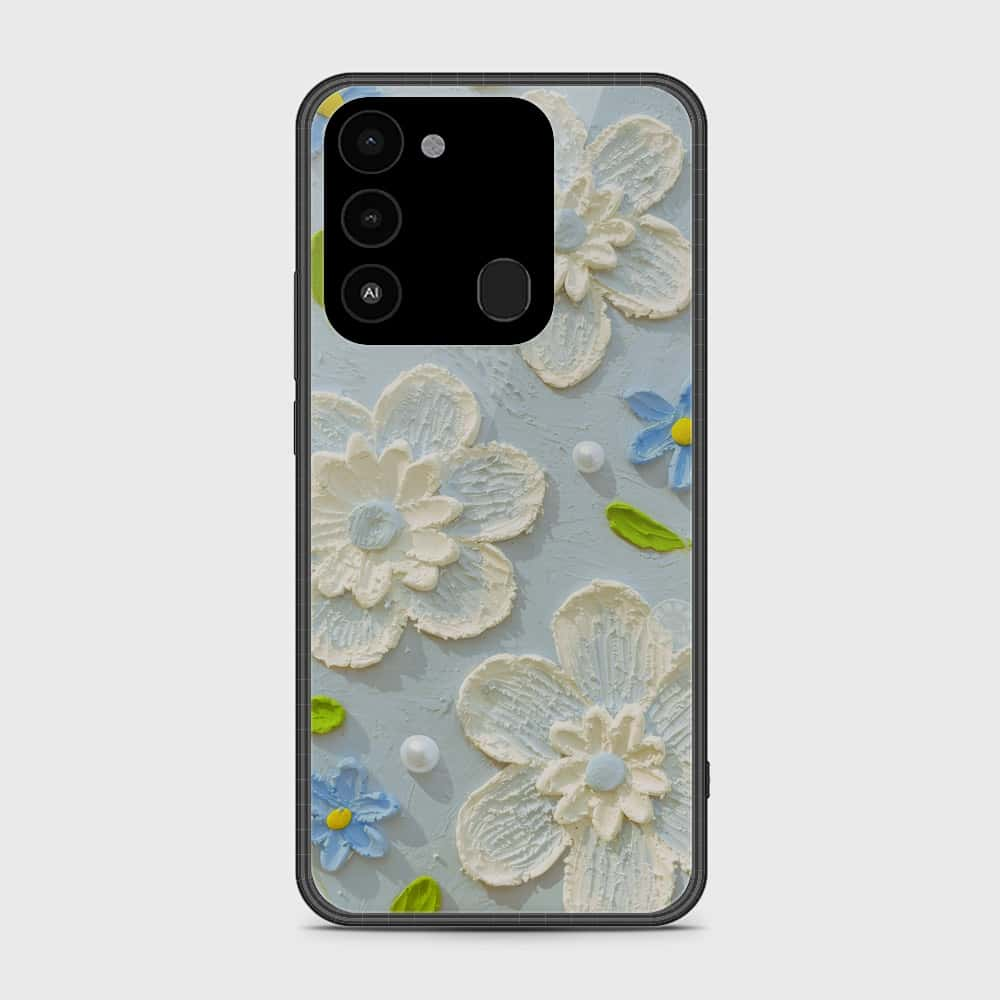 Tecno Spark 8C Cover - Floral Series - Design 3 - Sky Blue - HQ Premium Shine Durable Shatterproof Case