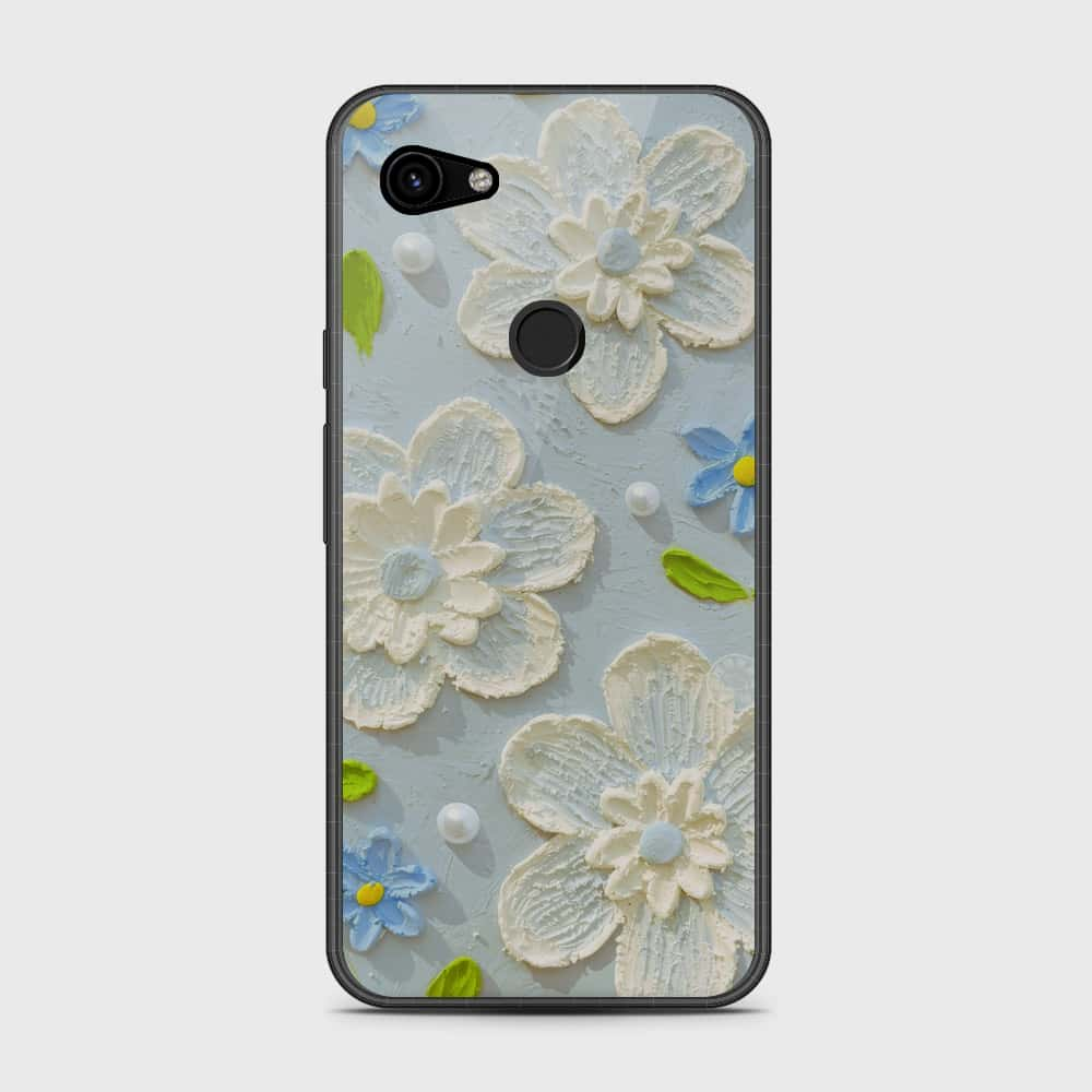 Google Pixel 3a XL Cover - Floral Series - Design 3 - Sky Blue - HQ Premium Shine Durable Shatterproof Case