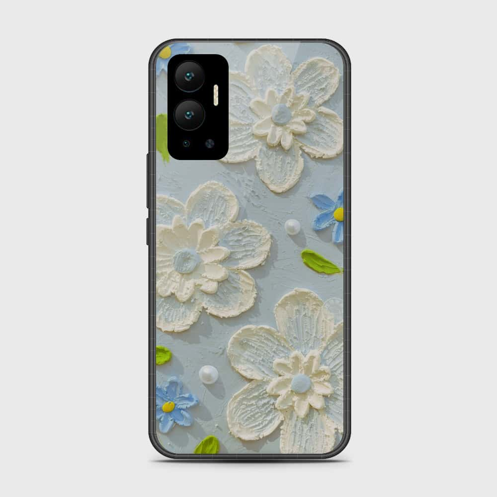 Infinix Hot 12 Cover - Floral Series - Design 3 - Sky Blue - HQ Premium Shine Durable Shatterproof Case