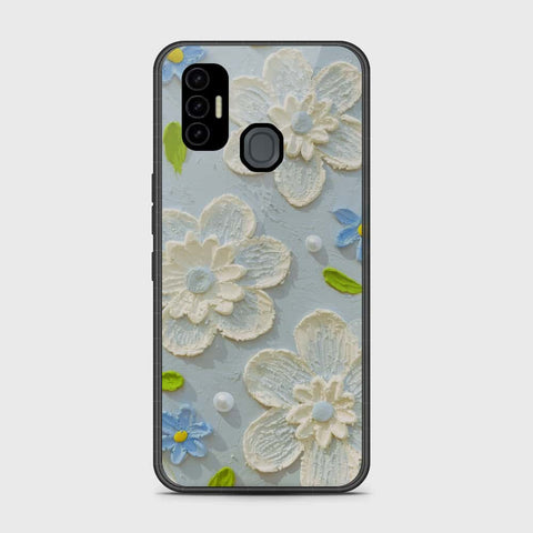 Tecno Spark 7 Cover - Floral Series - Design 3 - Sky Blue - HQ Premium Shine Durable Shatterproof Case