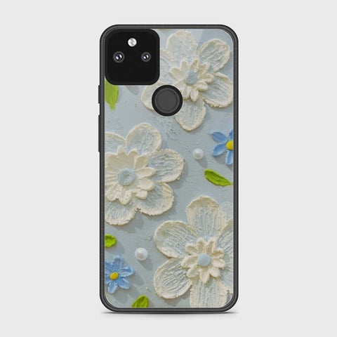 Google Pixel 5a 5G Cover - Floral Series - Design 3 - Sky Blue - HQ Premium Shine Durable Shatterproof Case