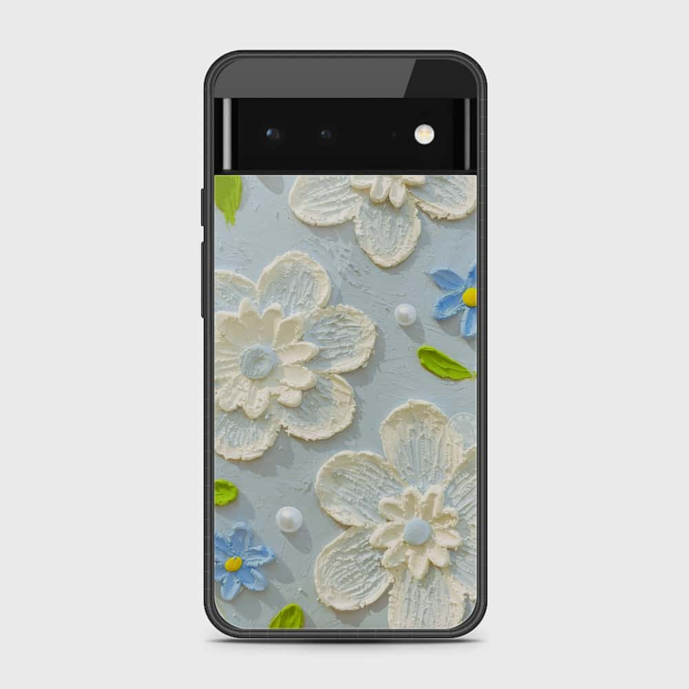 Google Pixel 6 Cover - Floral Series - Design 3 - Sky Blue - HQ Premium Shine Durable Shatterproof Case