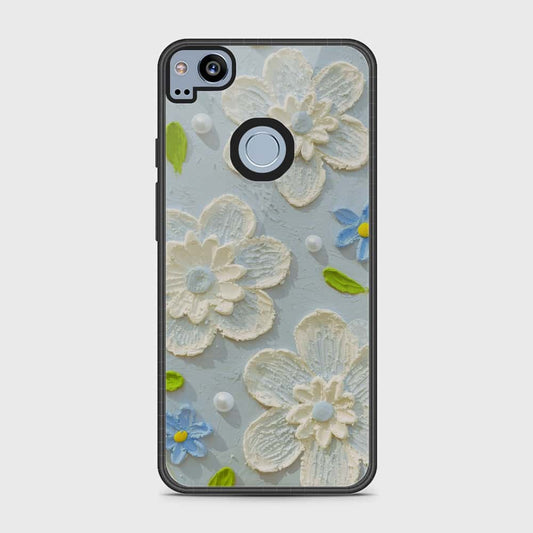 Google Pixel 2 Cover - Floral Series - Design 3 - Sky Blue - HQ Premium Shine Durable Shatterproof Case