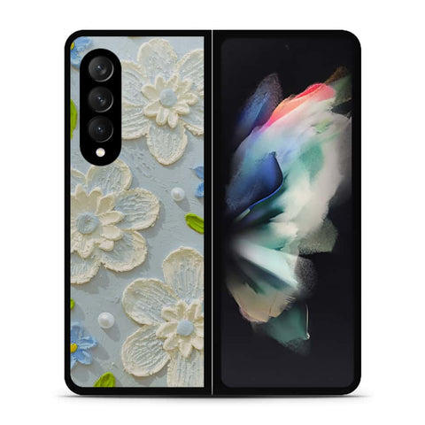 Samsung Galaxy Z Fold 3 5G Cover - Floral Series - Design 3 - Sky Blue - HQ Premium Shine Durable Shatterproof Case