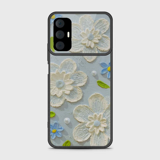 Tecno Spark 8 Pro Cover - Floral Series - Design 3 - Sky Blue - HQ Premium Shine Durable Shatterproof Case