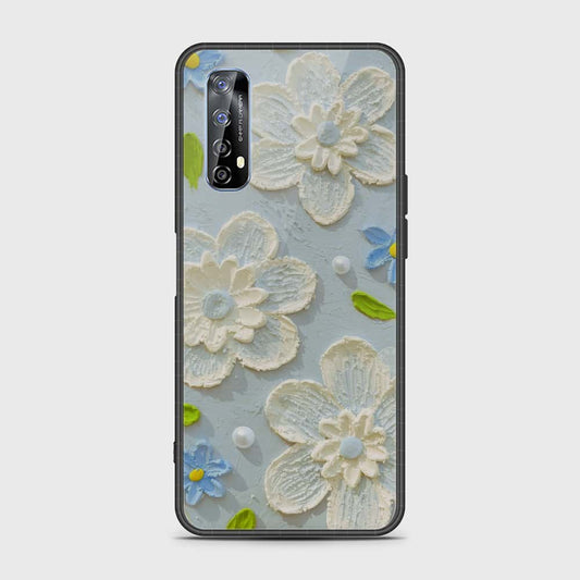 Realme 7 Cover - Floral Series - Design 3 - Sky Blue - HQ Premium Shine Durable Shatterproof Case