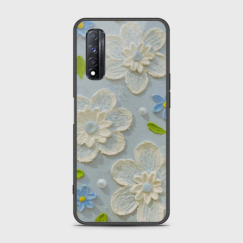 Realme Narzo 30 Cover - Floral Series - Design 3 - Sky Blue - HQ Premium Shine Durable Shatterproof Case