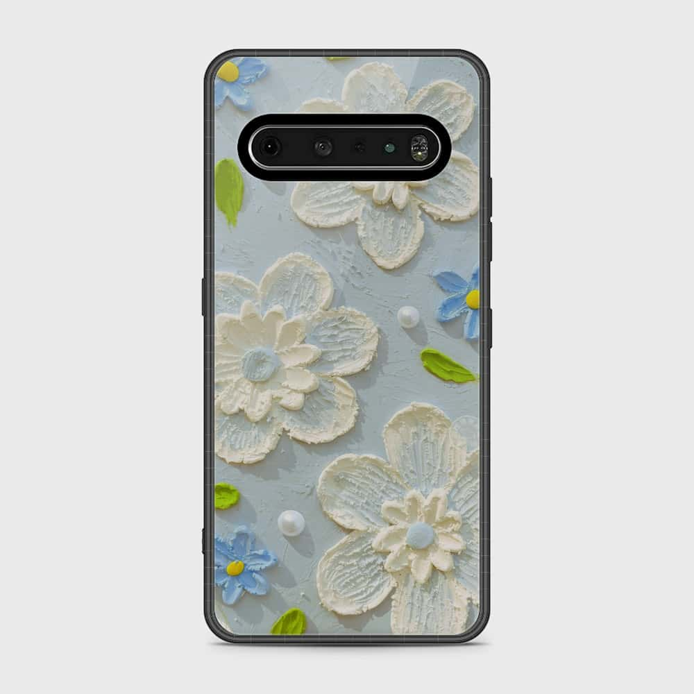 LG V60 ThinQ 5G Cover - Floral Series - Design 3 - Sky Blue - HQ Premium Shine Durable Shatterproof Case