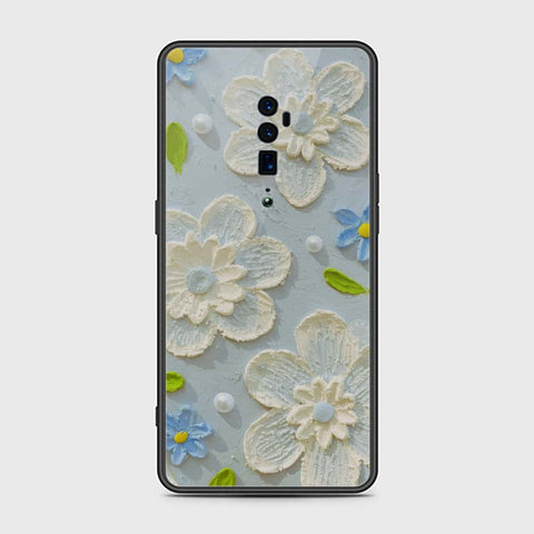 Oppo Reno 10x Zoom Cover - Floral Series - Design 3 - Sky Blue - HQ Premium Shine Durable Shatterproof Case