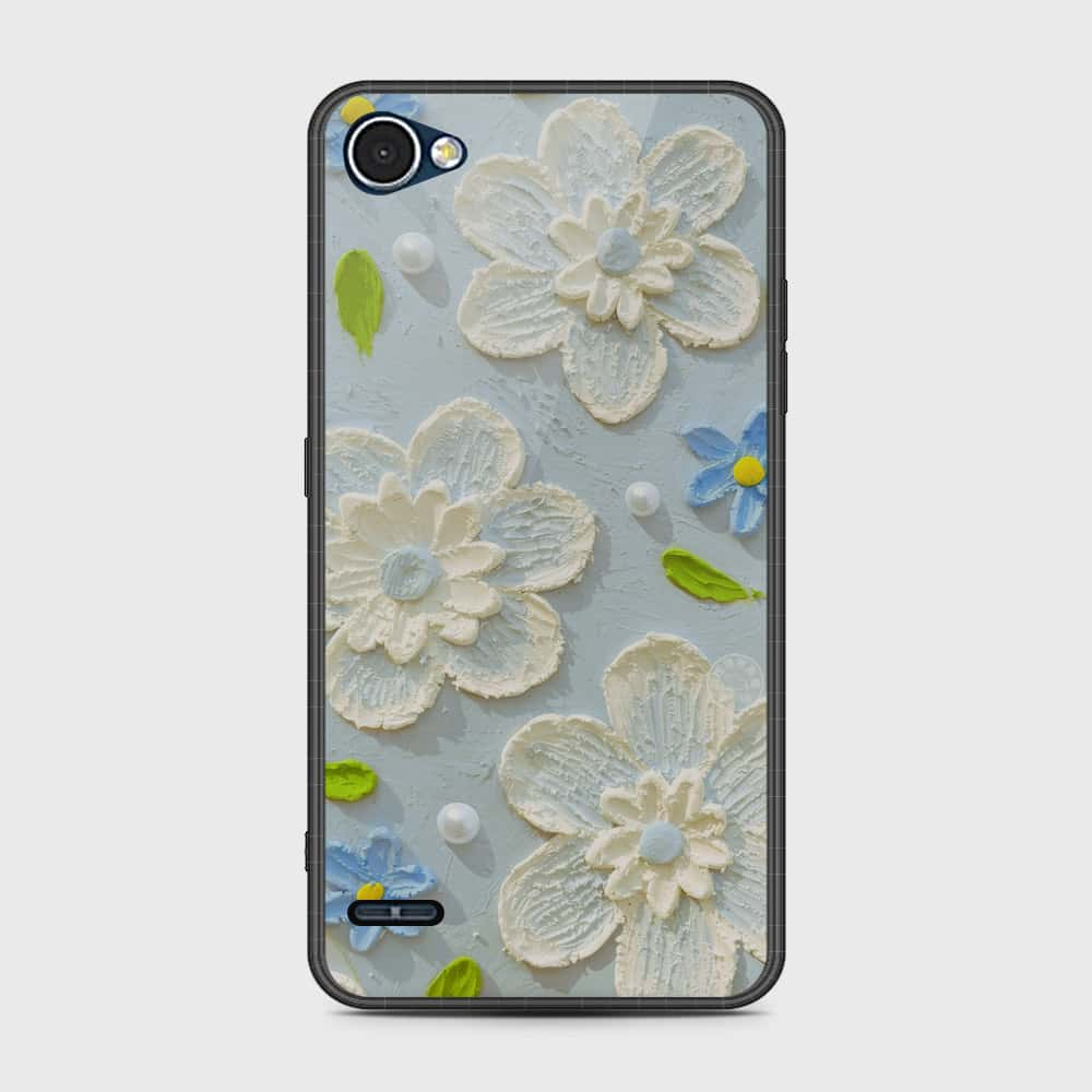 LG Q6 Cover - Floral Series - Design 3 - Sky Blue - HQ Premium Shine Durable Shatterproof Case