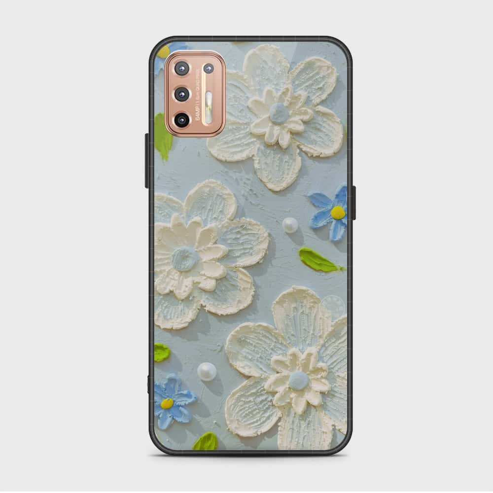 Motorola Moto G9 Plus Cover - Floral Series - Design 3 - Sky Blue - HQ Premium Shine Durable Shatterproof Case