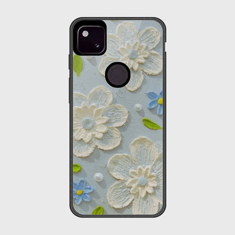 Google Pixel 4a 4G Cover - Floral Series - Design 3 - Sky Blue - HQ Premium Shine Durable Shatterproof Case