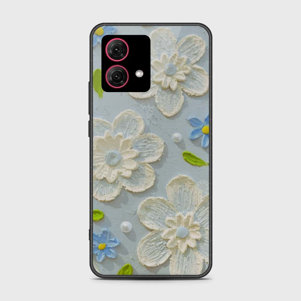 Motorola Moto G84 Cover - Floral Series - Design 3 - Sky Blue - HQ Premium Shine Durable Shatterproof Case