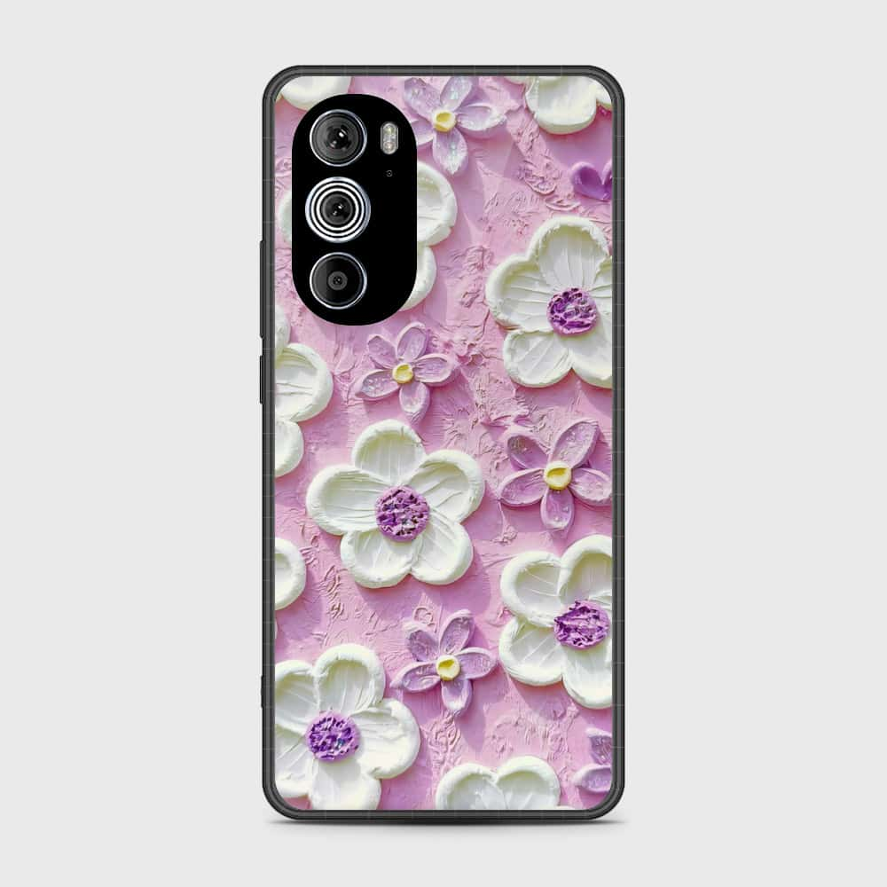 Motorola Edge 30 Pro Cover - Floral Series - Design 4 - Purple & White - HQ Premium Shine Durable Shatterproof Case