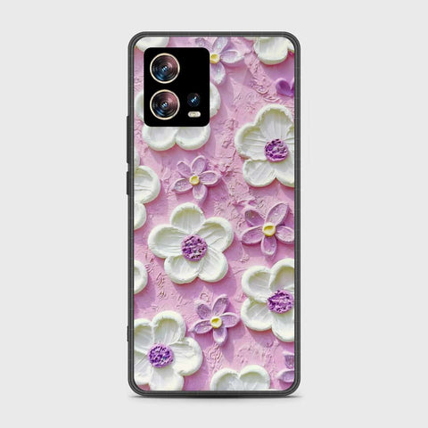 Motorola Edge 30 Fusion Cover - Floral Series - Design 4 - Purple & White - HQ Premium Shine Durable Shatterproof Case