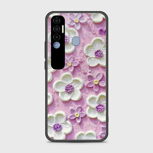 Tecno Spark 7 Pro Cover - Floral Series - Design 4 - Purple & White - HQ Premium Shine Durable Shatterproof Case