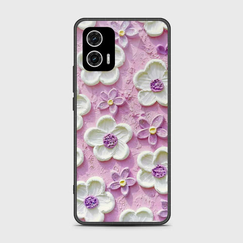 Motorola Moto G73 Cover - Floral Series - Design 4 - Purple & White - HQ Premium Shine Durable Shatterproof Case