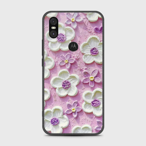 Motorola One Cover - Floral Series - Design 4 - Purple & White - HQ Premium Shine Durable Shatterproof Case