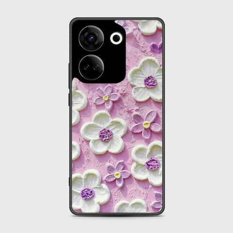 Tecno Camon 20 Cover - Floral Series - Design 4 - Purple & White - HQ Premium Shine Durable Shatterproof Case