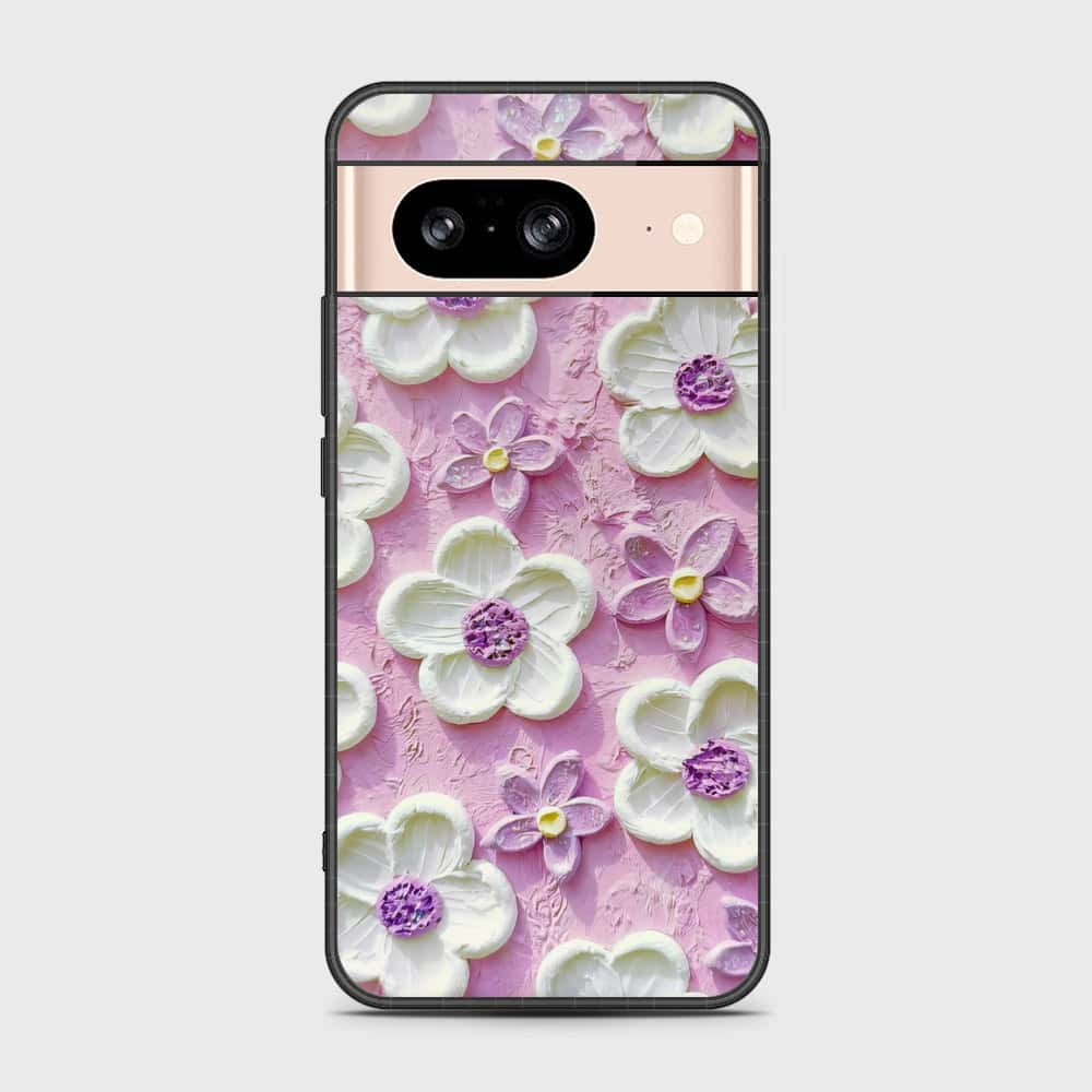 Google Pixel 8 Cover - Floral Series - Design 4 - Purple & White - HQ Premium Shine Durable Shatterproof Case