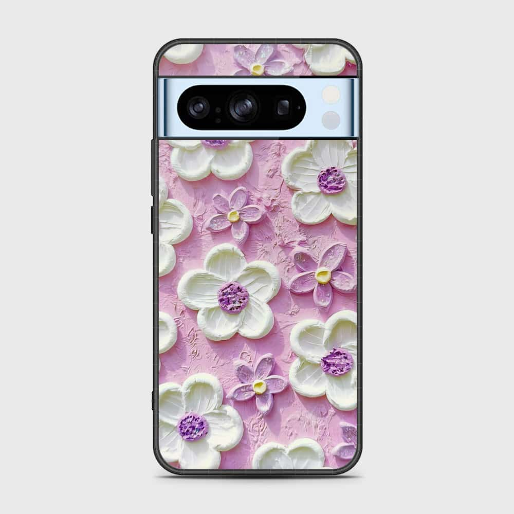 Google Pixel 8 Pro Cover - Floral Series - Design 4 - Purple & White - HQ Premium Shine Durable Shatterproof Case