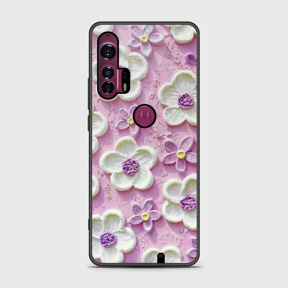 Motorola Edge Plus 2020 Cover - Floral Series - Design 4 - Purple & White - HQ Premium Shine Durable Shatterproof Case