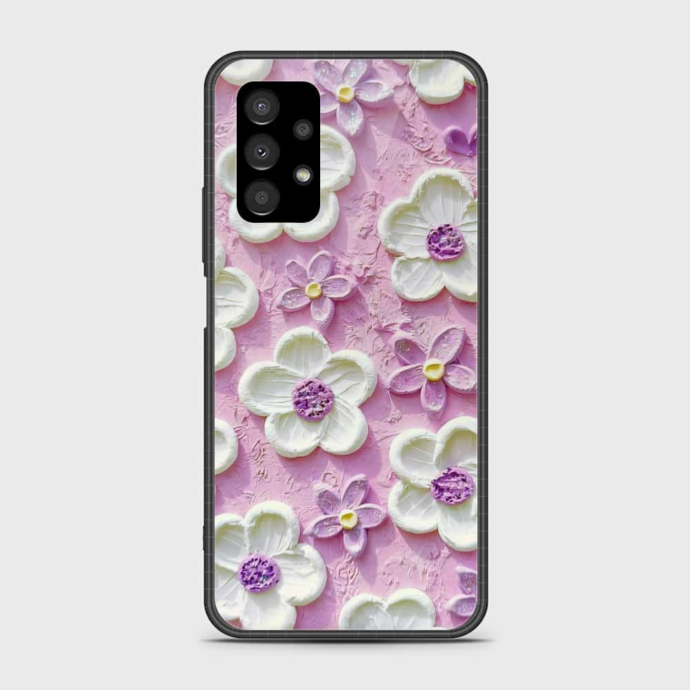 Samsung Galaxy A13 Cover - Floral Series - Design 4 - Purple & White - HQ Premium Shine Durable Shatterproof Case