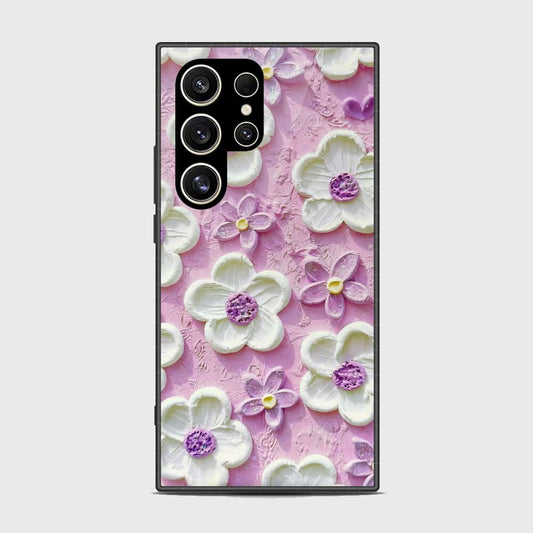 Samsung Galaxy S24 Ultra Cover - Floral Series - Design 4 - Purple & White - HQ Premium Shine Durable Shatterproof Case