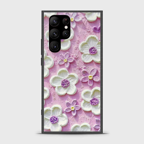 Samsung Galaxy S23 Ultra 5G Cover - Floral Series - Design 4 - Purple & White - HQ Premium Shine Durable Shatterproof Case