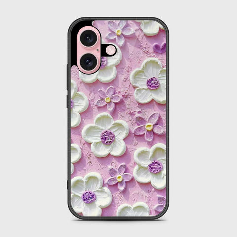 iPhone 16 Cover - Floral Series - Design 4 - Purple & White - HQ Premium Shine Durable Shatterproof Case