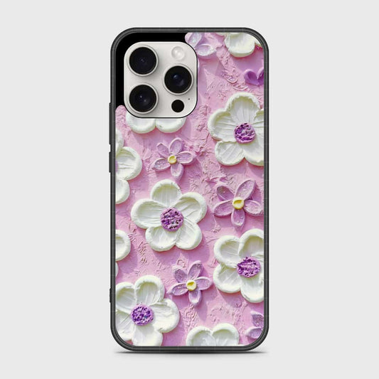 iPhone 16 Pro Cover - Floral Series - Design 4 - Purple & White - HQ Premium Shine Durable Shatterproof Case