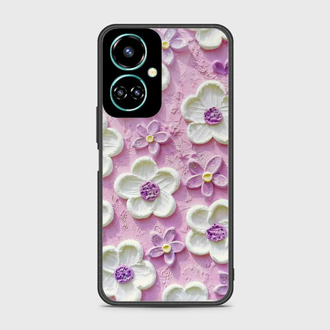 Tecno Camon 19 Cover - Floral Series - Design 4 - Purple & White - HQ Premium Shine Durable Shatterproof Case