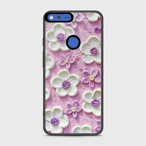 Google Pixel Cover - Floral Series - Design 4 - Purple & White - HQ Premium Shine Durable Shatterproof Case