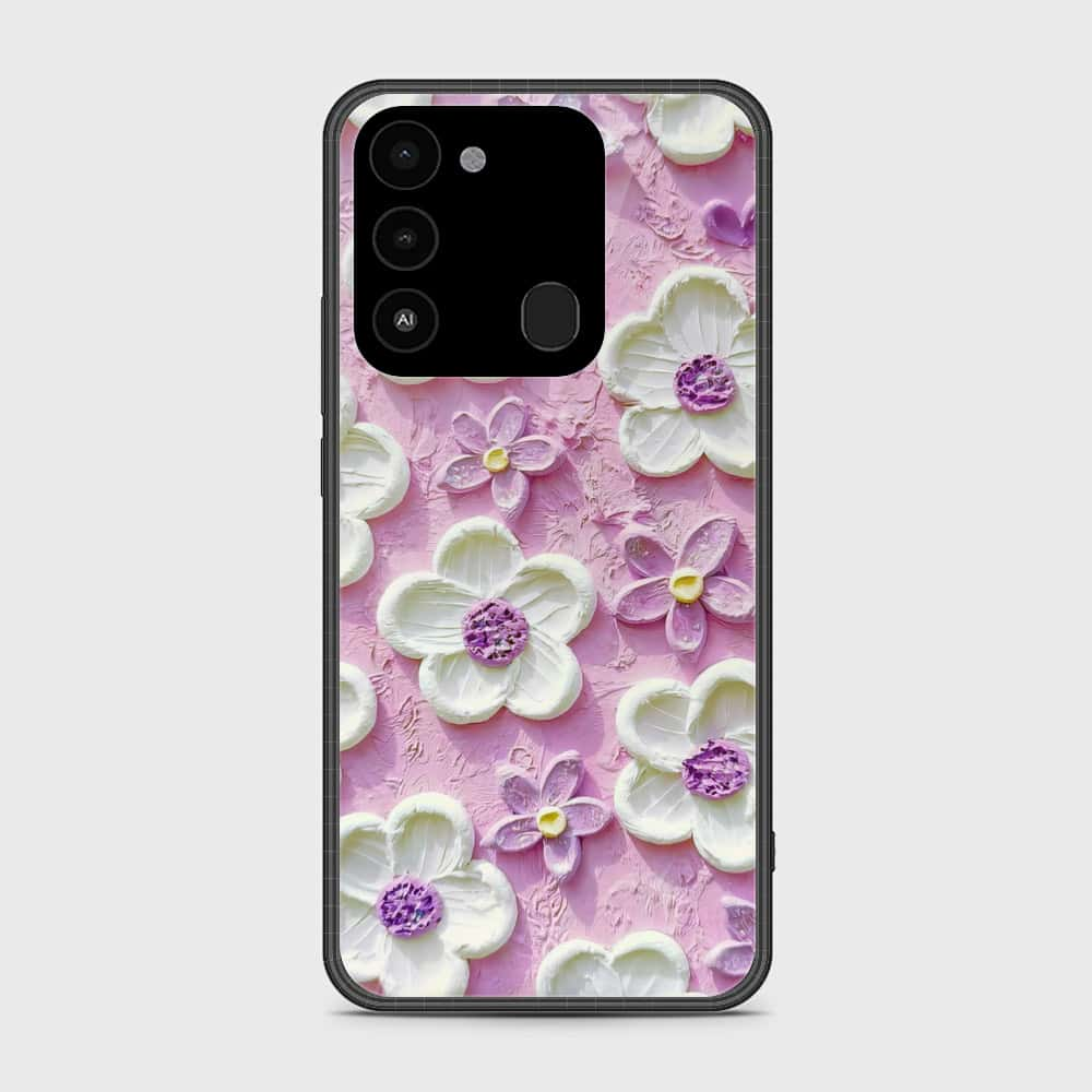 Tecno Spark 8C Cover - Floral Series - Design 4 - Purple & White - HQ Premium Shine Durable Shatterproof Case